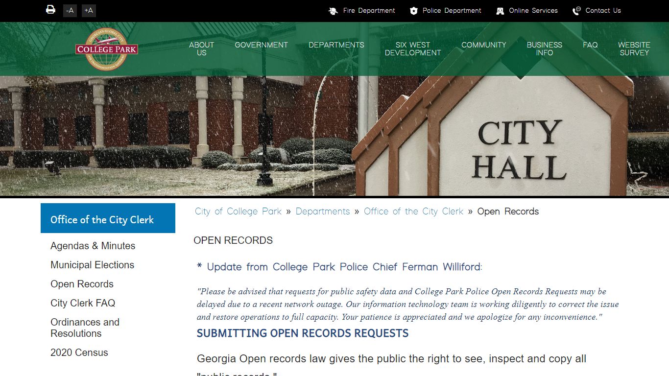 Open Records - City of College Park