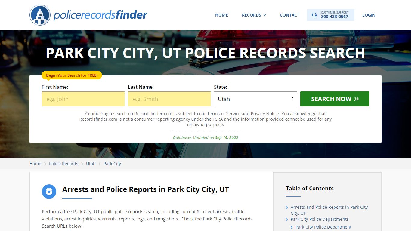 PARK CITY CITY, UT POLICE RECORDS SEARCH - RecordsFinder