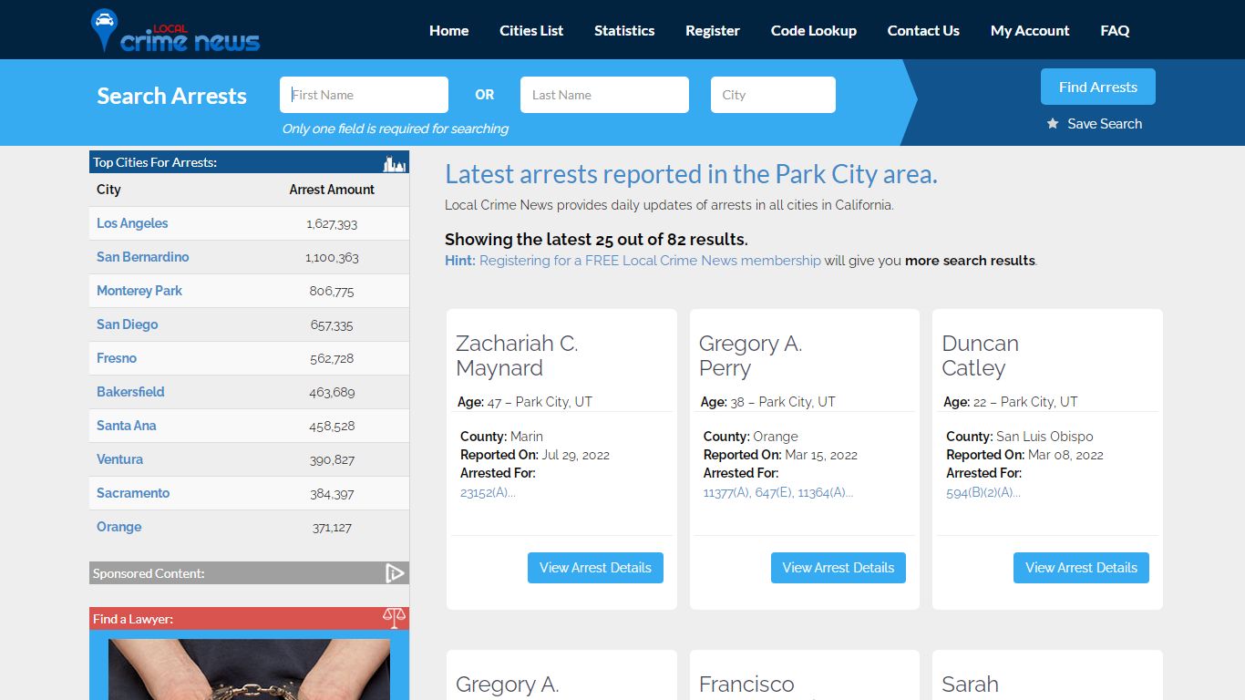 Park City California Arrest Records | Local Crime News
