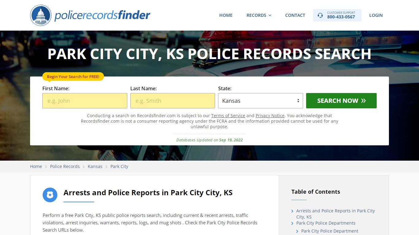 PARK CITY CITY, KS POLICE RECORDS SEARCH - RecordsFinder